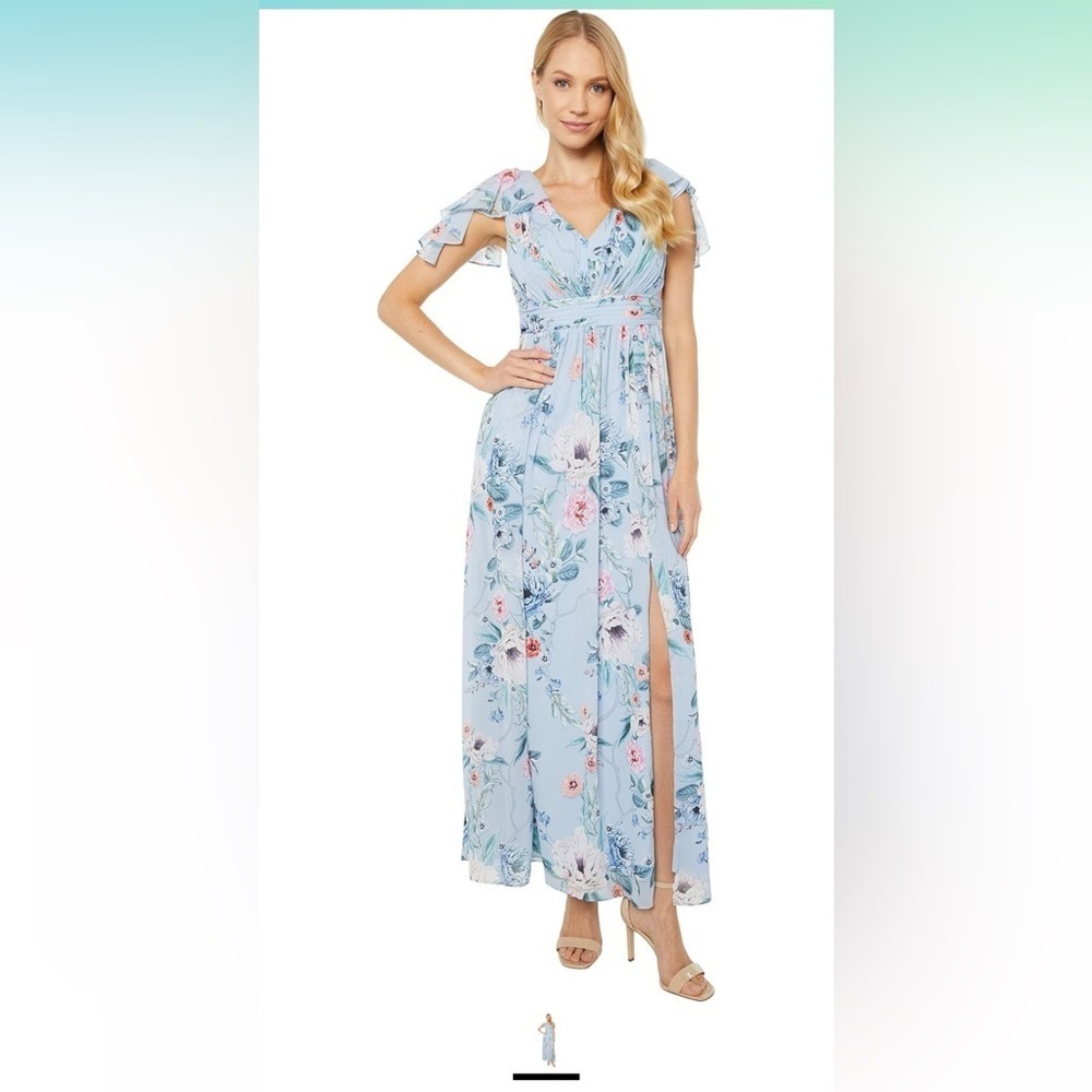 Adrianna Papell Printed Chiffon dress Gown